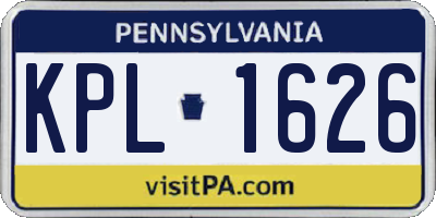 PA license plate KPL1626