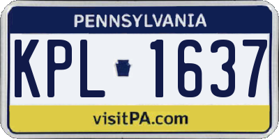 PA license plate KPL1637