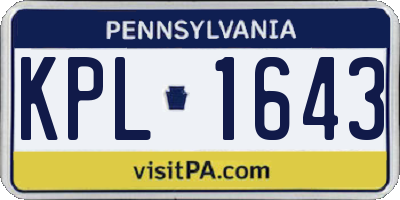 PA license plate KPL1643