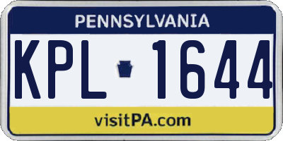PA license plate KPL1644