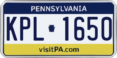 PA license plate KPL1650
