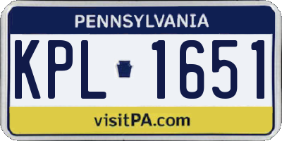 PA license plate KPL1651