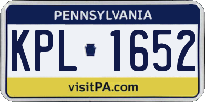 PA license plate KPL1652