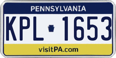 PA license plate KPL1653