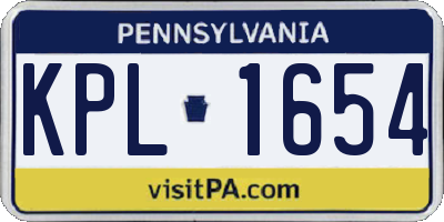 PA license plate KPL1654