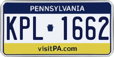 PA license plate KPL1662