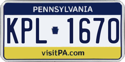 PA license plate KPL1670