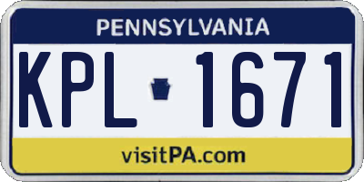 PA license plate KPL1671