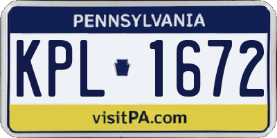PA license plate KPL1672