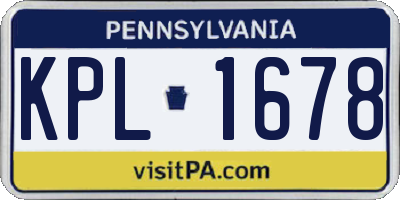 PA license plate KPL1678