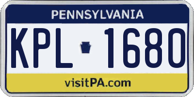 PA license plate KPL1680