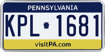 PA license plate KPL1681