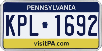 PA license plate KPL1692