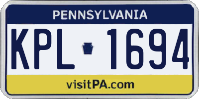 PA license plate KPL1694