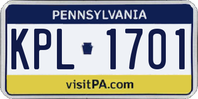 PA license plate KPL1701