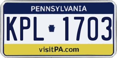 PA license plate KPL1703