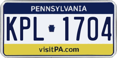 PA license plate KPL1704