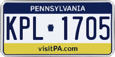PA license plate KPL1705