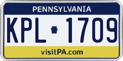 PA license plate KPL1709