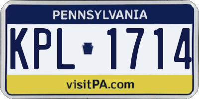PA license plate KPL1714