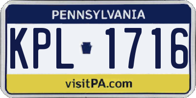 PA license plate KPL1716