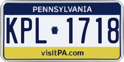 PA license plate KPL1718