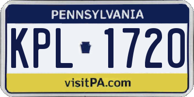 PA license plate KPL1720
