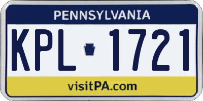 PA license plate KPL1721