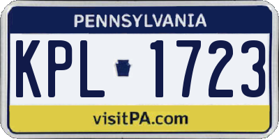PA license plate KPL1723