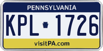 PA license plate KPL1726
