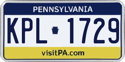 PA license plate KPL1729