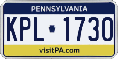 PA license plate KPL1730