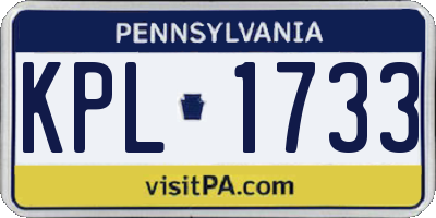 PA license plate KPL1733
