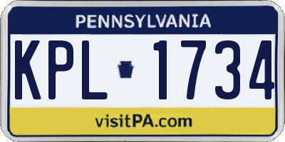 PA license plate KPL1734
