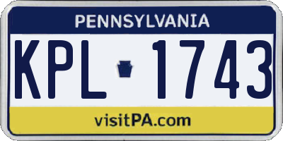 PA license plate KPL1743