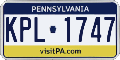 PA license plate KPL1747