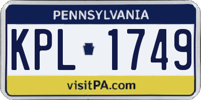 PA license plate KPL1749