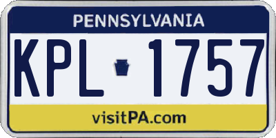 PA license plate KPL1757