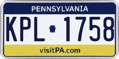 PA license plate KPL1758