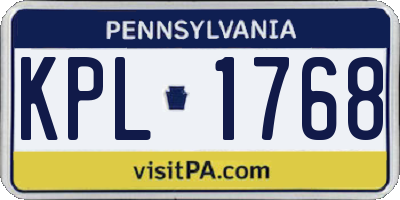 PA license plate KPL1768