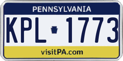 PA license plate KPL1773