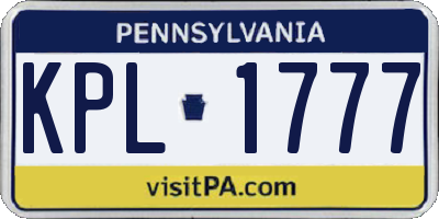 PA license plate KPL1777