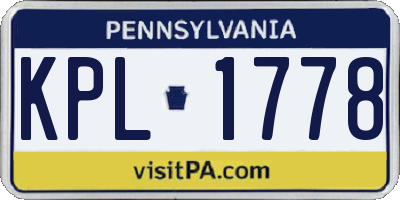 PA license plate KPL1778