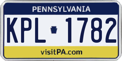 PA license plate KPL1782