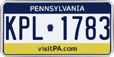 PA license plate KPL1783