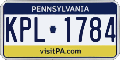 PA license plate KPL1784