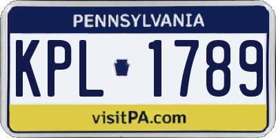 PA license plate KPL1789