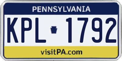 PA license plate KPL1792