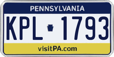 PA license plate KPL1793