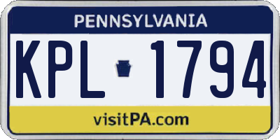 PA license plate KPL1794